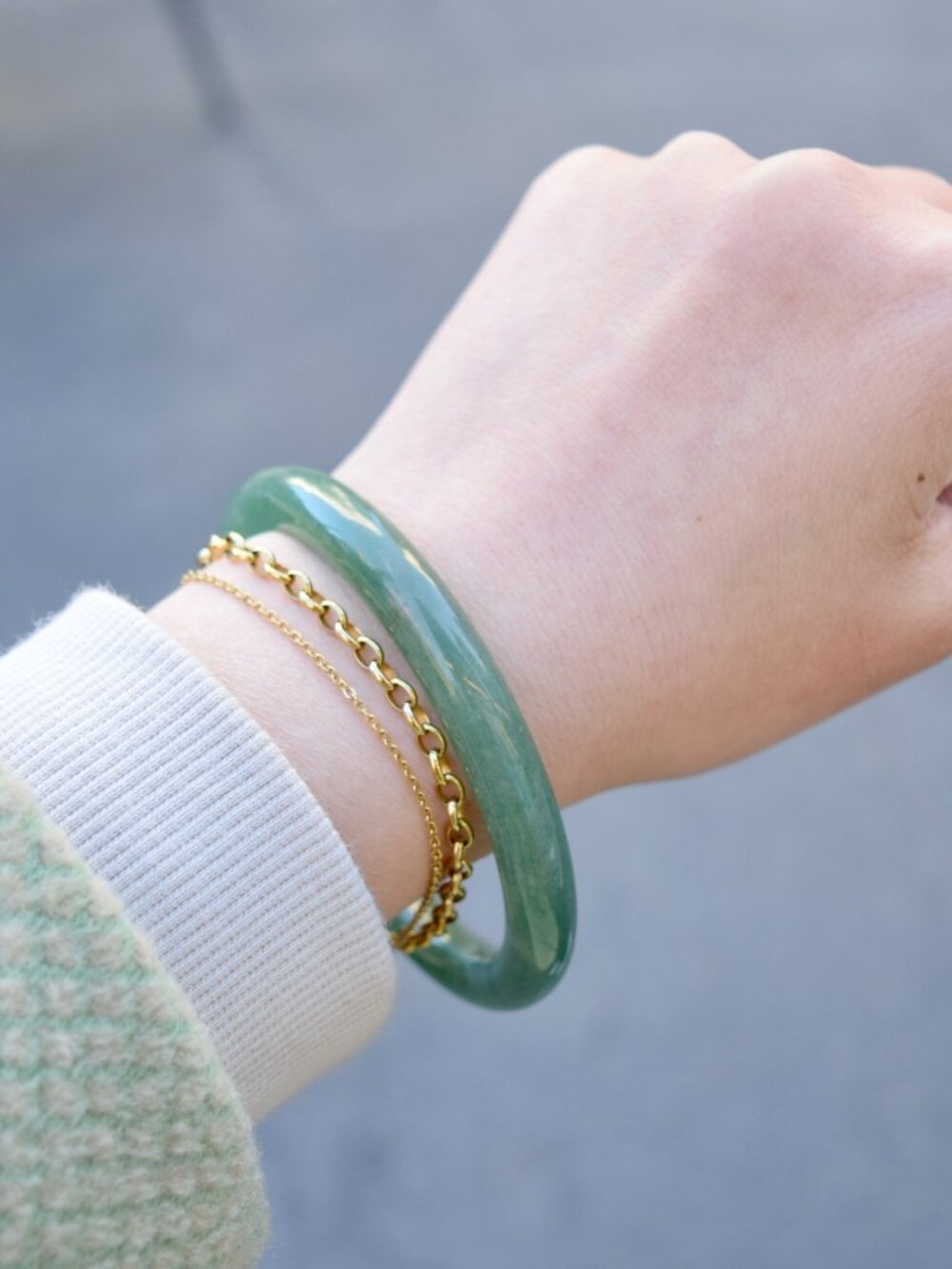61.8 mm Green Aventurine Quartz Jade Bangle Bracelet